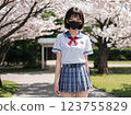 Sakura and school girls 123755829