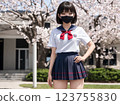Sakura and school girls 123755830