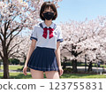 Sakura and school girls 123755831