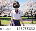 Sakura and school girls 123755832