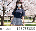 Sakura and school girls 123755835