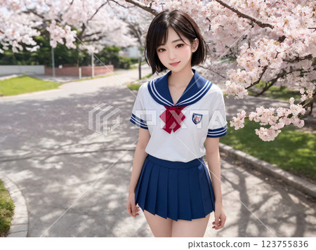 櫻花和學校的女孩 123755836