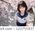Sakura and school girls 123755837