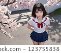 Sakura and school girls 123755838