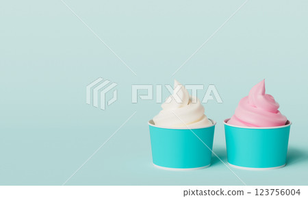 Soft Ice Cream Paper Cup Mock up. 3D Rendering 123756004
