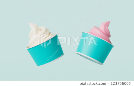 Soft Ice Cream Paper Cup Mock up. 3D Rendering 123756005