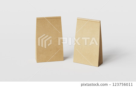kraft Paper Takeout Bag Mockup. 3D Rendering kraft Paper Takeout Bag Mockup. 3D Rendering 123756011