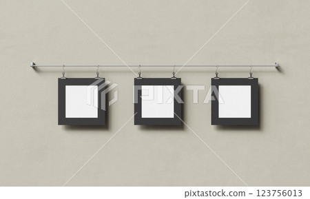 Blank Photo Frames Mock up Hanging on the Wall. 3D Rendering Blank Photo Frames Mock up Hanging on the Wall. 3D Rendering 123756013