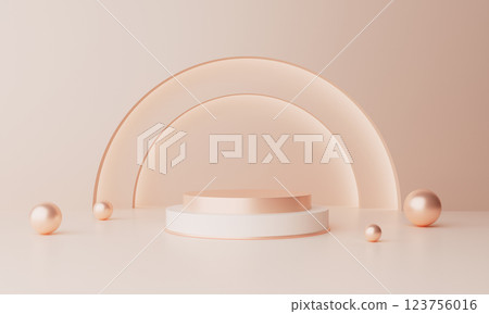 Abstract Minimal Podium with Geometrical Forms. 3D Rendering 123756016