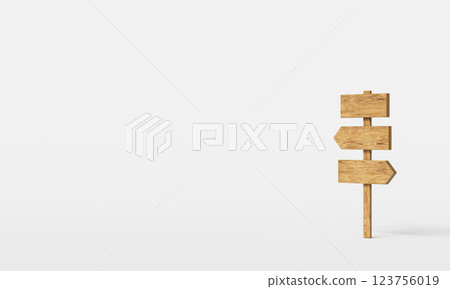 Wood Road Sign Mock up. 3D Rendering 123756019