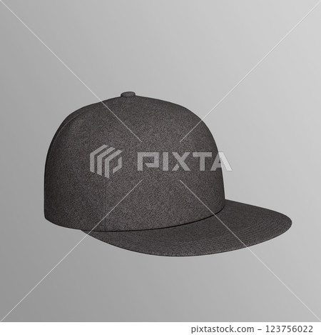 Black Snapback Baseball Cap Mock up. 3D Rendering 123756022