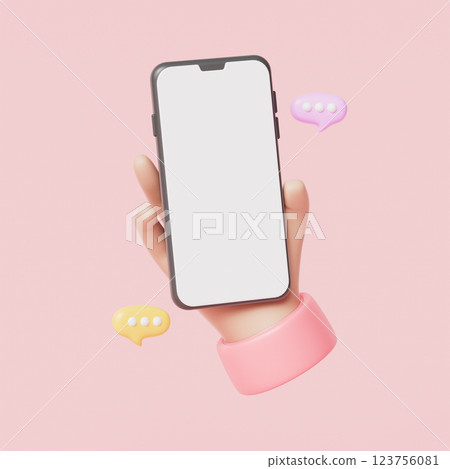 Smart Phone and Hand Icon Mock up. 3D Rendering Smart Phone and Hand Icon Mock up. 3D Rendering 123756081