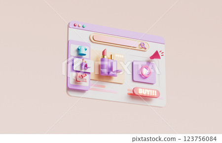 Shopping Web Page Icon. 3D Rendering Shopping Web Page Icon. 3D Rendering 123756084