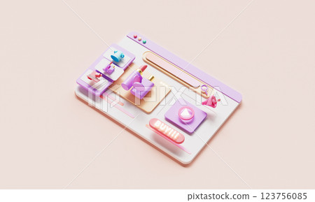 Shopping Web Page Icon. 3D Rendering 123756085