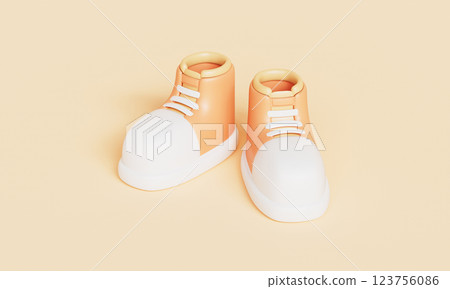 A Pair of Orange Sneakers Icon. 3D Rendering A Pair of Orange Sneakers Icon. 3D Rendering 123756086