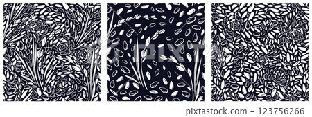 Rice grain Vector pattern set Food Cereal porridge 123756266