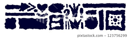 Abstract grunge set, paper shapes, ragged arrow 123756299