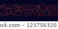 Bakery and dessert pattern. Line coffee, tea, cake 123756320