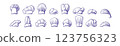 Chef hats line sketch set Clothes for cook, pastry 123756323