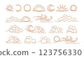 Sun, moon, cloud line sign. Cloudy weather, wind 123756330