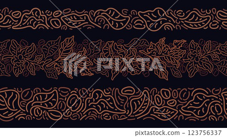 Coffee line patterns set. Abstract border. Branch 123756337