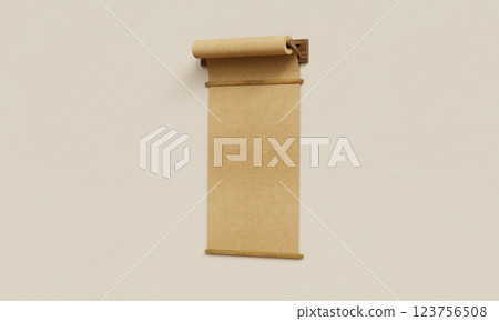 Rolling Cardboard Paper Menu Sign Board. 3D Rendering 123756508