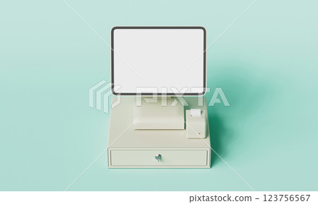 POS System Computer Mock up. 3D Rendering POS System Computer Mock up. 3D Rendering 123756567