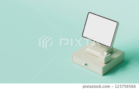 POS System Computer Mock up. 3D Rendering POS System Computer Mock up. 3D Rendering 123756568