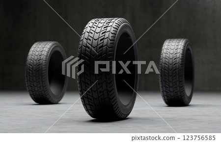 Tires in Garage. 3D Rendering 123756585