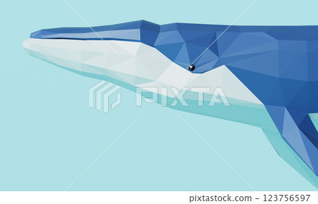 Low Poly Blue Whale. 3D Rendering 123756597