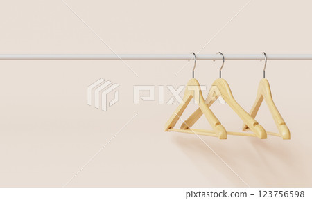 Wood Cloth Hanger. 3D Rendering 123756598