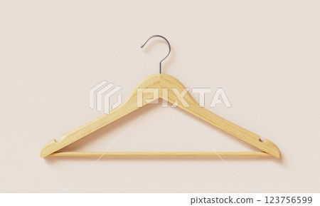 Wood Cloth Hanger. 3D Rendering Wood Cloth Hanger. 3D Rendering 123756599