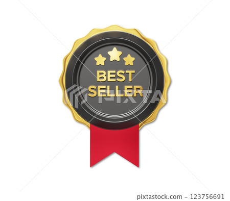 Best Seller Badge. 3D Rendering Best Seller Badge. 3D Rendering 123756691