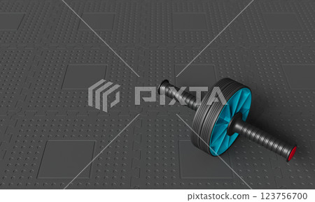 AB Roller on a Black Rubber Mat. 3D Rendering 123756700