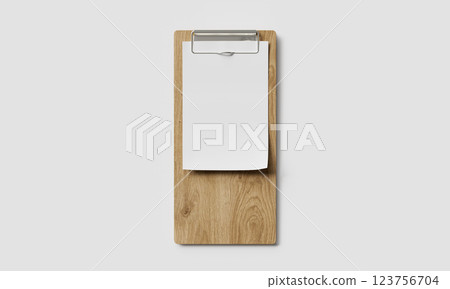 Wood Receipt Clip Board Mock up. 3D Rendering 123756704