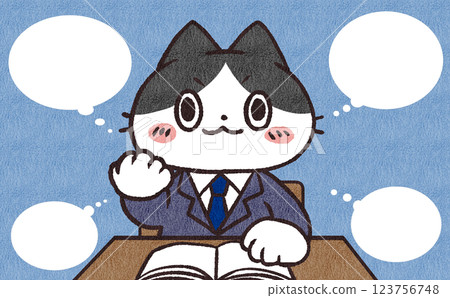 A cat illustration with a thought bubble A cat illustration with a thought bubble 123756748