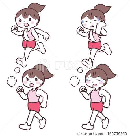 Running and walking women illustration set 123756753
