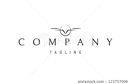 Vector logo with an abstract image of a drone in a minimalistic form. 123757006