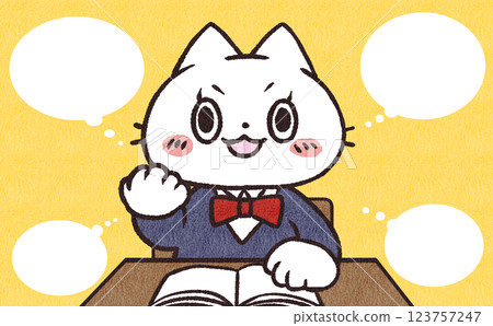 思考各種事情的貓女孩的插圖 思考各種事情的貓女孩的插圖 123757247