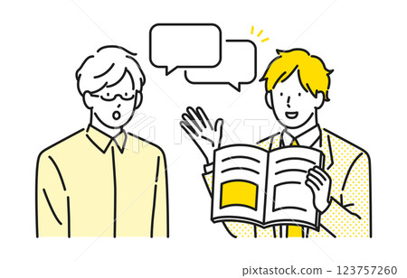 Illustration material of a business person explaining materials to a client Illustration material of a business person explaining materials to a client 123757260
