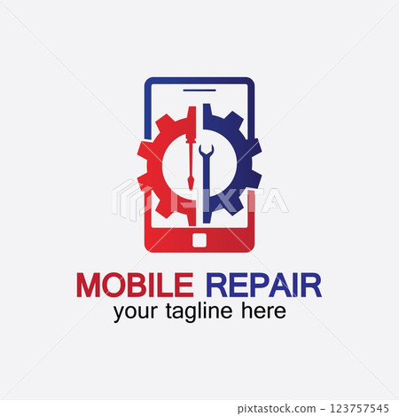 Mobile Phone Repair Logo.phone service logo, Rhone Repair, simple, concept, logo template - Vector 123757545