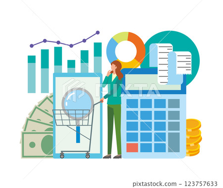 購買數據和女性 購買數據和女性 123757633