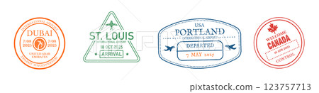Collection of International Airport Passport Stamps 123757713
