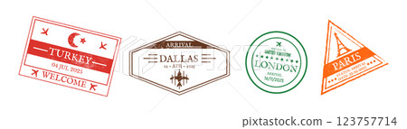 Collection of Travel Stamps for Global Destinations 123757714