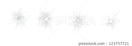 Set of Four Realistic Cracked Glass Illustrations Set of Four Realistic Cracked Glass Illustrations 123757721