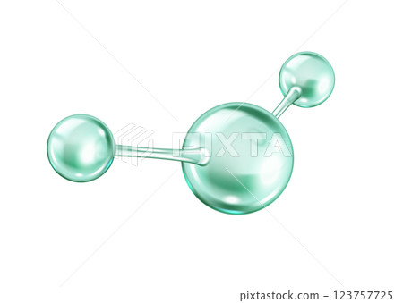 Collagen molecule structure with green spherical elements 123757725