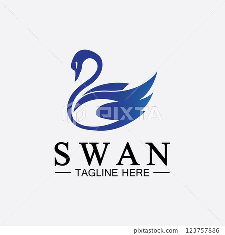 Swan logo icon vector illustration  design template.elegant Flying swan bird logo 123757886