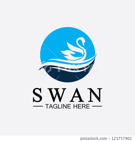 Swan logo icon vector illustration  design template.elegant Flying swan bird logo 123757902