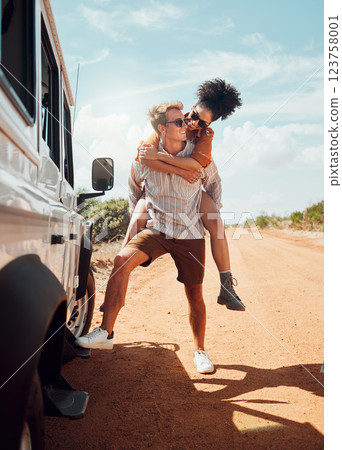 Travel, desert and couple hug on road trip in Australia, laugh and having fun in nature. Love, freedom and happy woman and man being silly, taking a break from adventure on safari road, enjoying view Travel, desert and couple hug on road trip in Australia, laugh and having fun in nature. Love, freedom and happy woman and man being silly, taking a break from adventure on safari road, enjoying view 123758001