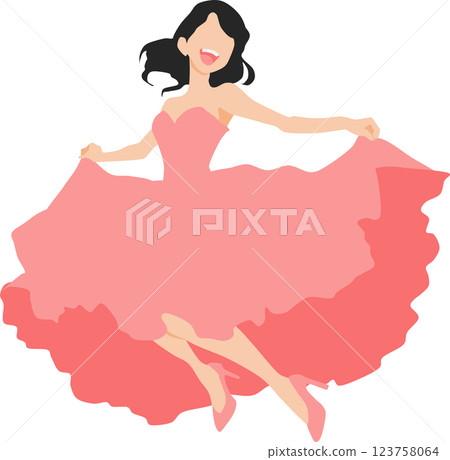 穿著連身裙的女人的插圖 123758064